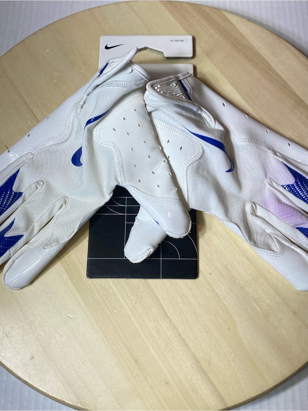 Nike Vapor Jet Football Gloves White/Blue Men's Size XL New!!